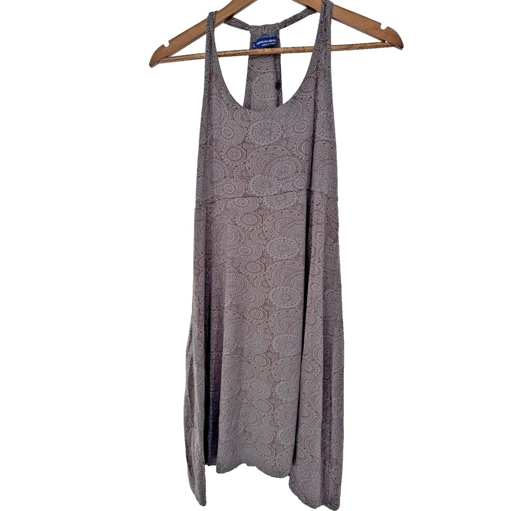 Mexicali Blues Floral Shift Dress NWOT brown blue L Festival Rayon mini beachy